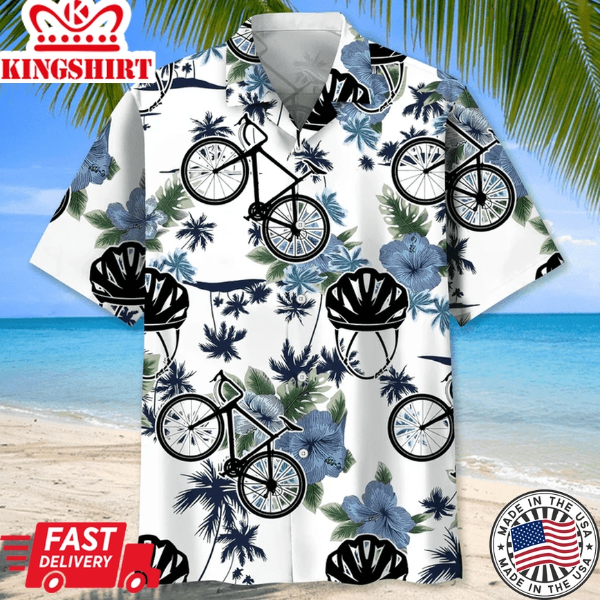 Cycling White Nature Trendy Hawaiian Shirt, Cycling Shirt, Cyclist Shirt, Bicycle Gift, Biking Gift, Bike Gift