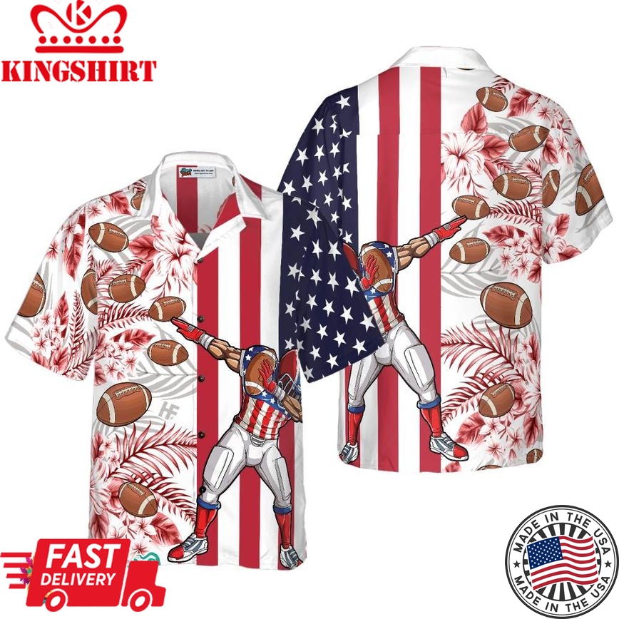 Dabbing Football American Flag Tropical Hawaiian Shirt