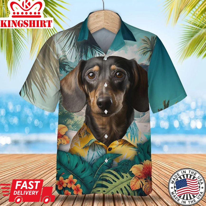 Dachshund 1 - 3D Tropical Trendy Hawaiian Shirt