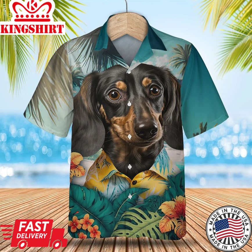 Dachshund 2 - 3D Tropical Trendy Hawaiian Shirt