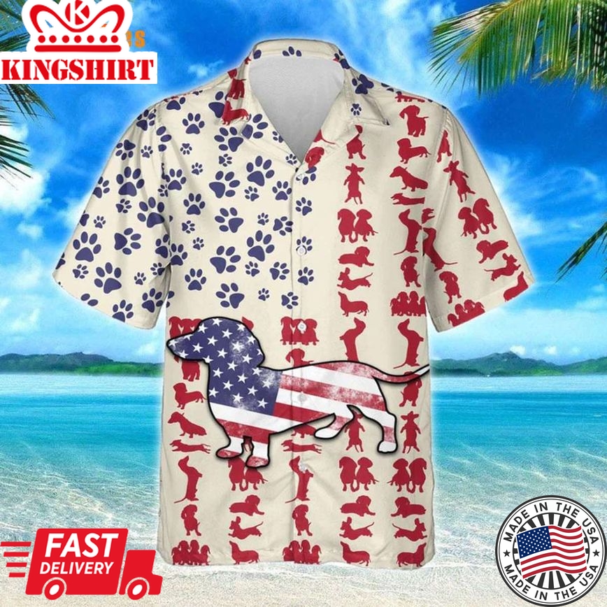 Dachshund American Flag, Dog Trendy Hawaiian Shirt Perfect Gifts For Your Loved Ones