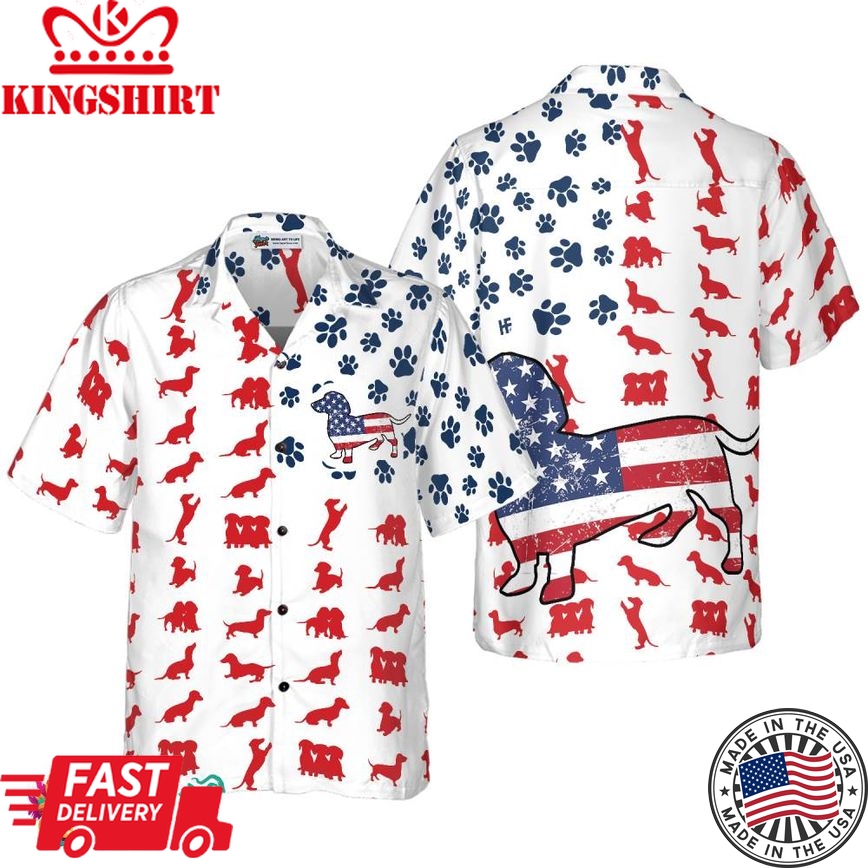 Dachshund American Flag Hawaiian Shirt