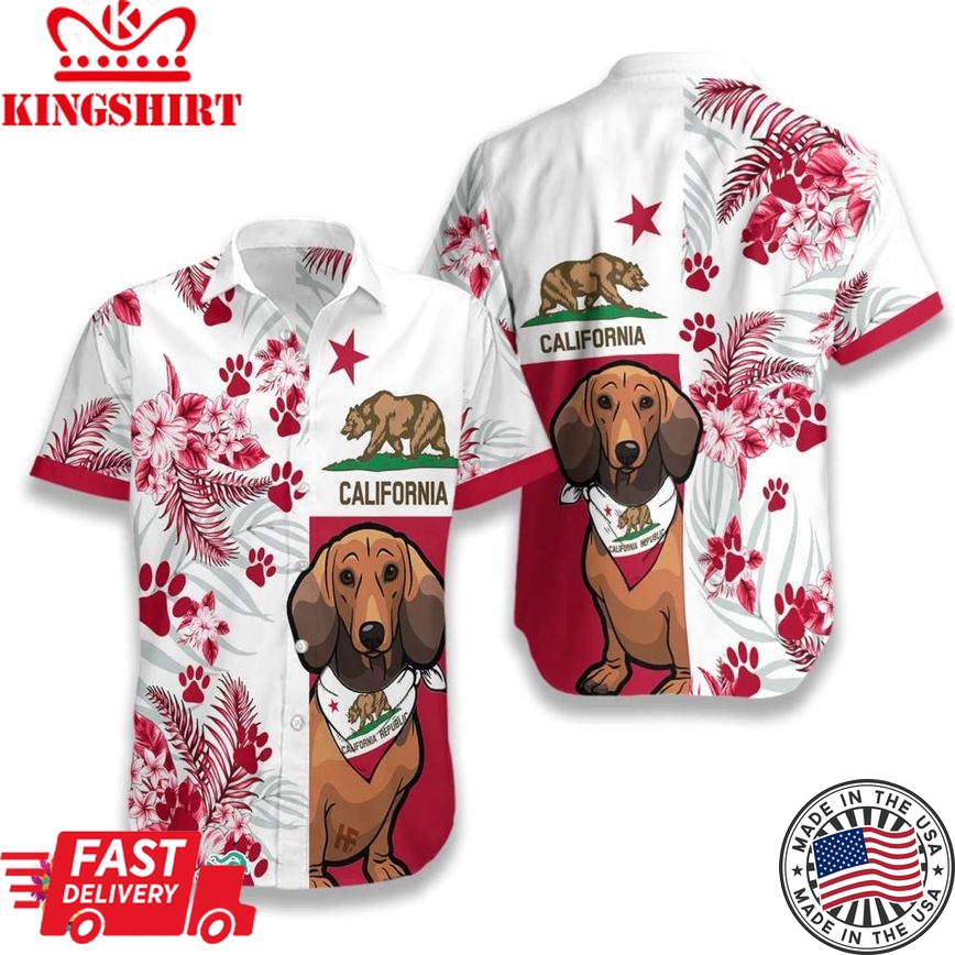 Dachshund California Flag Hawaiian Shirt Hawaiian Shirt