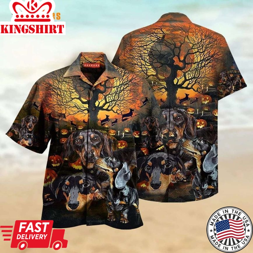 Dachshund Halloween Trendy Hawaiian Shirt, Dog Trendy Hawaiian Shirt Perfect Gifts For Your Loved Ones