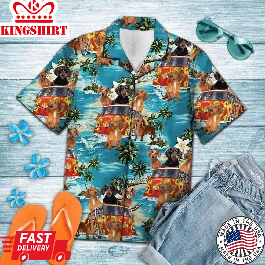 Dachshund Hippie Summer Trendy Hawaiian Shirt For