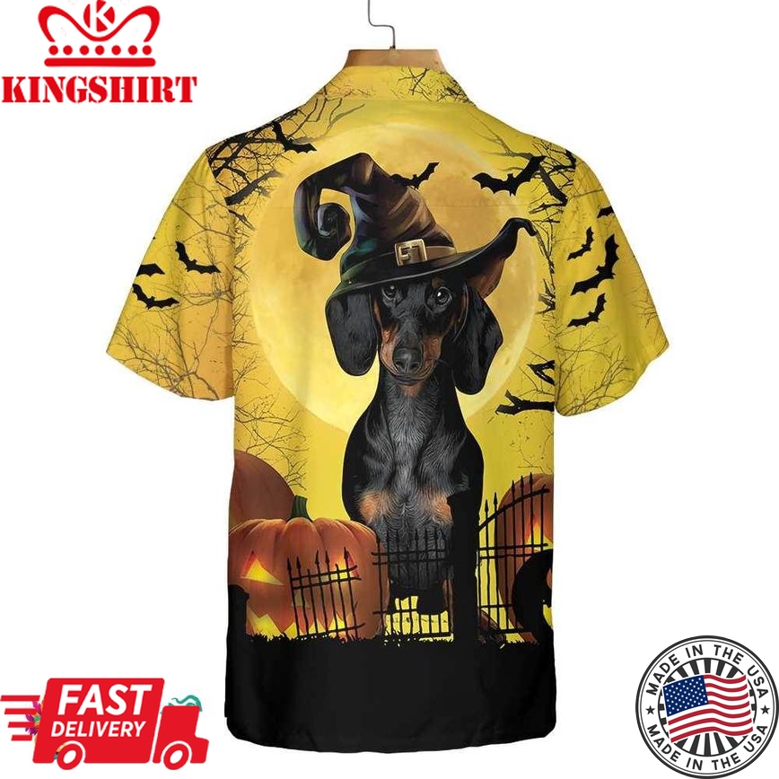 Dachshund Is Never Too Old For Halloween Hawaiian Shirt, Spooky Halloween Shirt For Men And Women