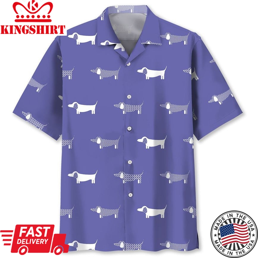 Dachshund Purple Trendy Hawaiian Shirt