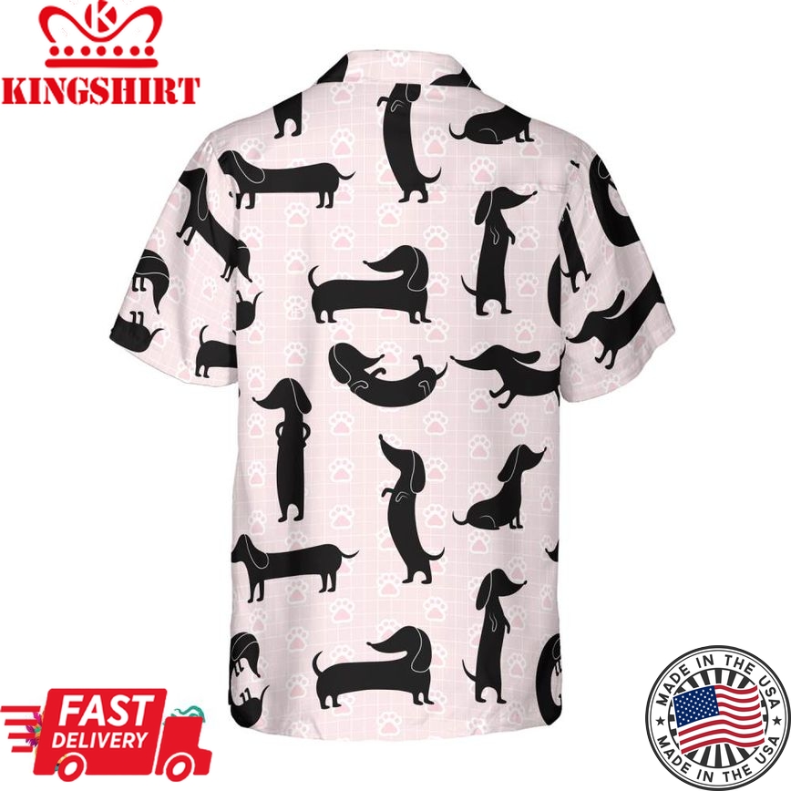 Dachshund Silhouette Pattern Hawaiian Shirt