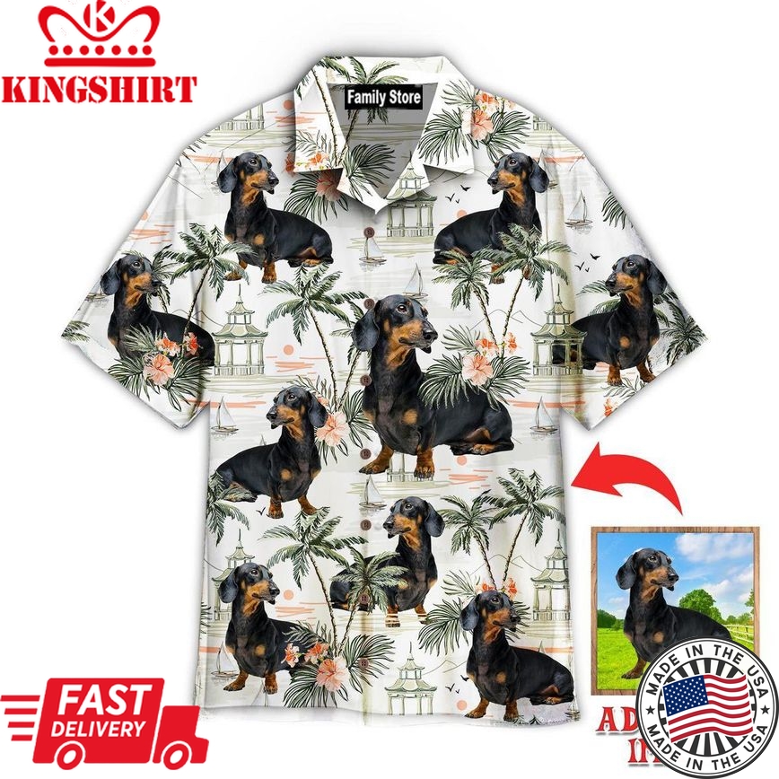 Dachshund Summer Beach Surfing Custom Hawaiian Shirt