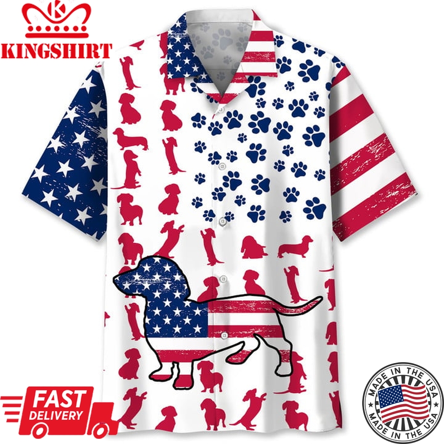 Dachshund Usa Flag Hawaii Shirt