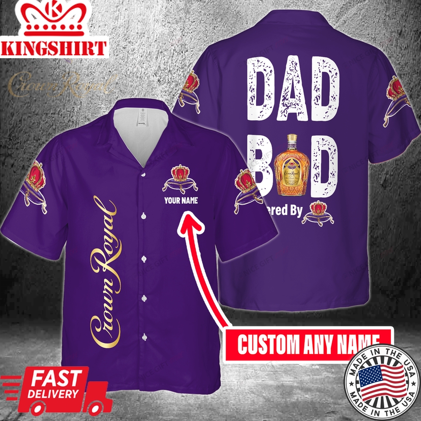 Dad Bod Powered By Crown Royal Custom Name Hawaiian Shirt