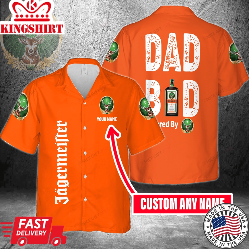 Dad Bod Powered By Jagermeister Custom Name Hawaiian Shirt