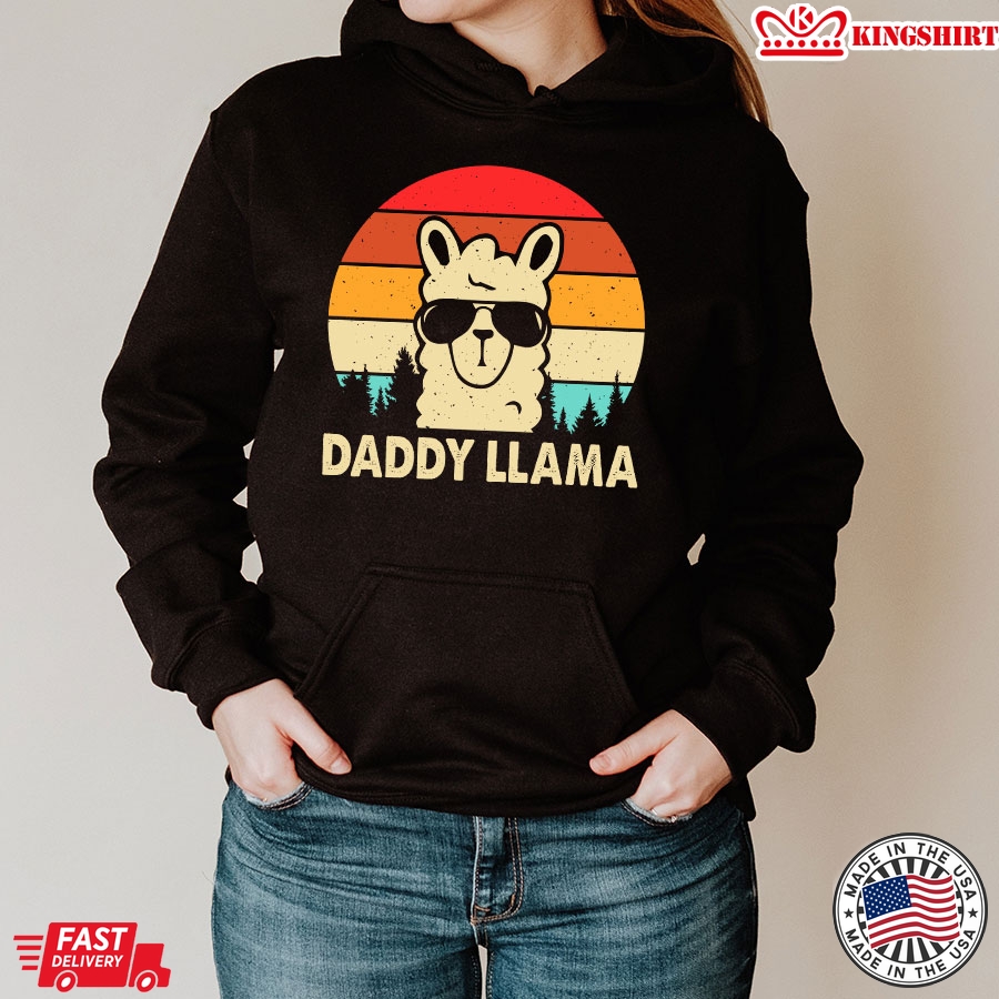 Daddy Llama Vintage Llama Lovers Father's Day Hoodie