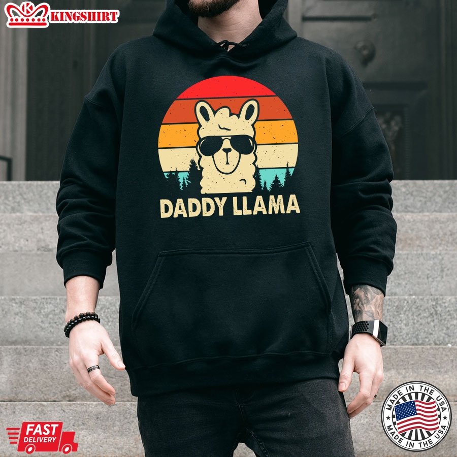 Daddy Llama Vintage Llama Lovers Father's Day Hoodie