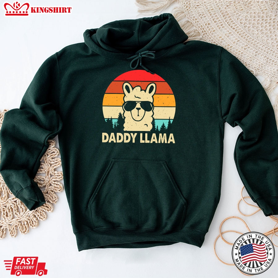 Daddy Llama Vintage Llama Lovers Father's Day Hoodie