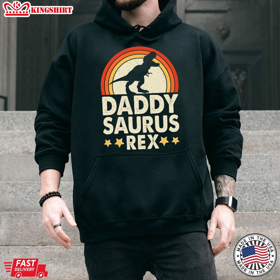 Daddy Saurus Rex Dinosaur Vintage Father's Day Hoodie