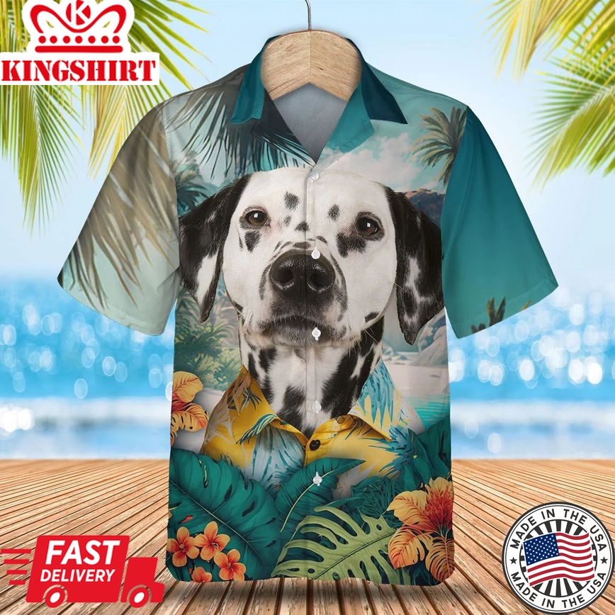 Dalmatian Tropical Delight - Experience Paradise with this Vibrant Trendy Hawaiian Shirt