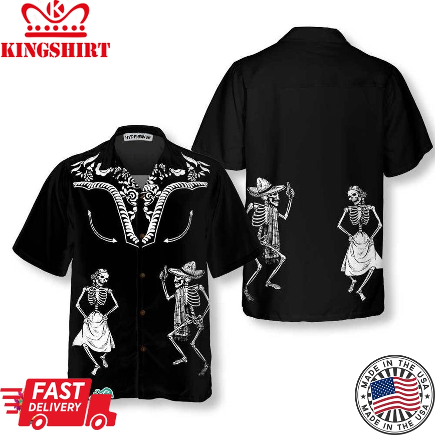 Dancing Skeleton Dia De Los Muertos Hawaiian Shirt, Day Of The Dead Gift Shirt