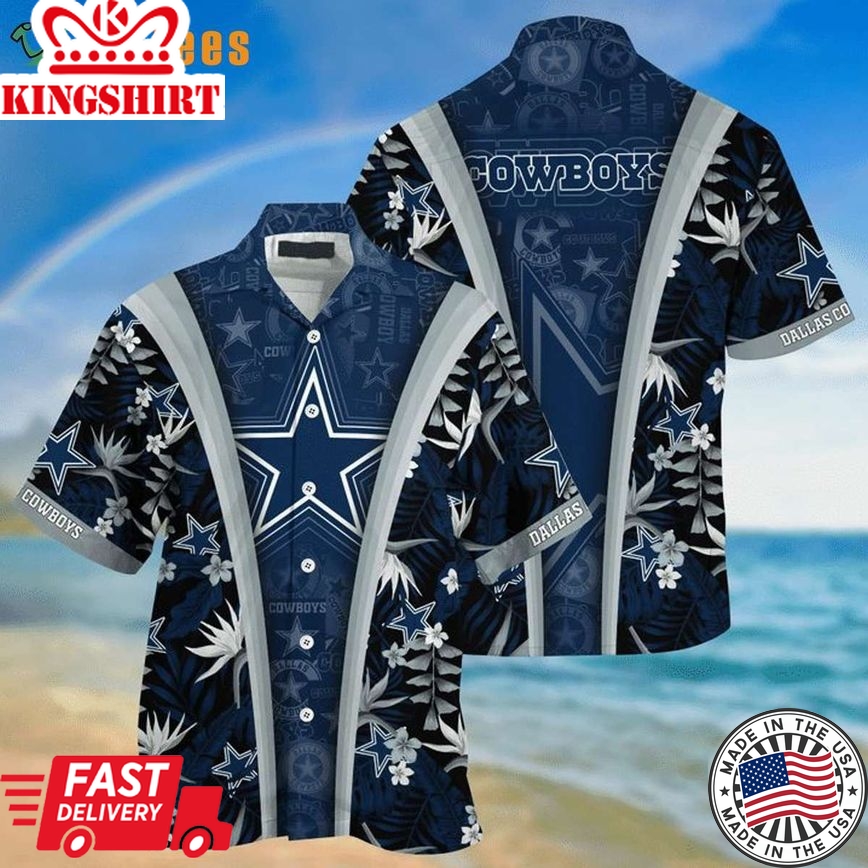 Dark Blue Lotus Flower Dallas Cowboys Trendy Hawaiian Shirt Perfect Gifts For Your Loved Ones