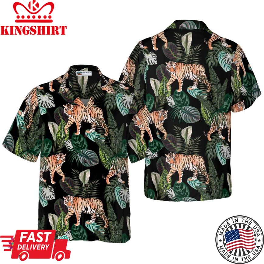 Dark Jungle Exotic Tiger Shirt For Men Hawaiian Shirt