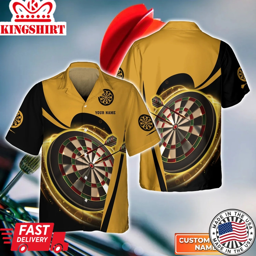 Dartboards Yellow Trendy Hawaiian Shirt, Darts Trendy Hawaiian Shirt For Men, Women, Darts Team Shirt