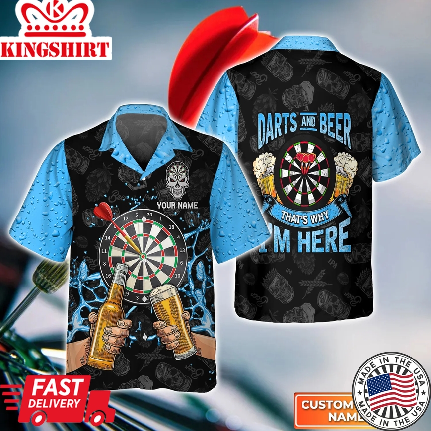 Darts And Beer That's Why I'm Here Trendy Hawaiian Shirt, Darts Trendy Hawaiian Shirt For Men, Women, Darts Team Shirt