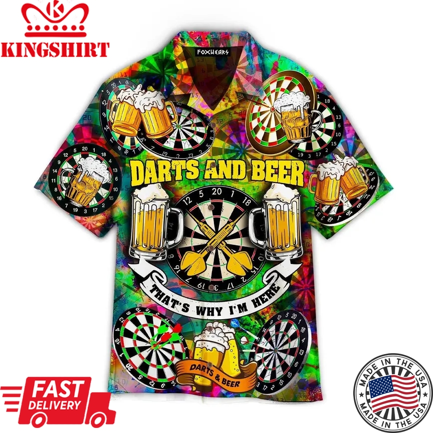 Darts And Beer Thats Why Im Here Trendy Hawaiian Shirt