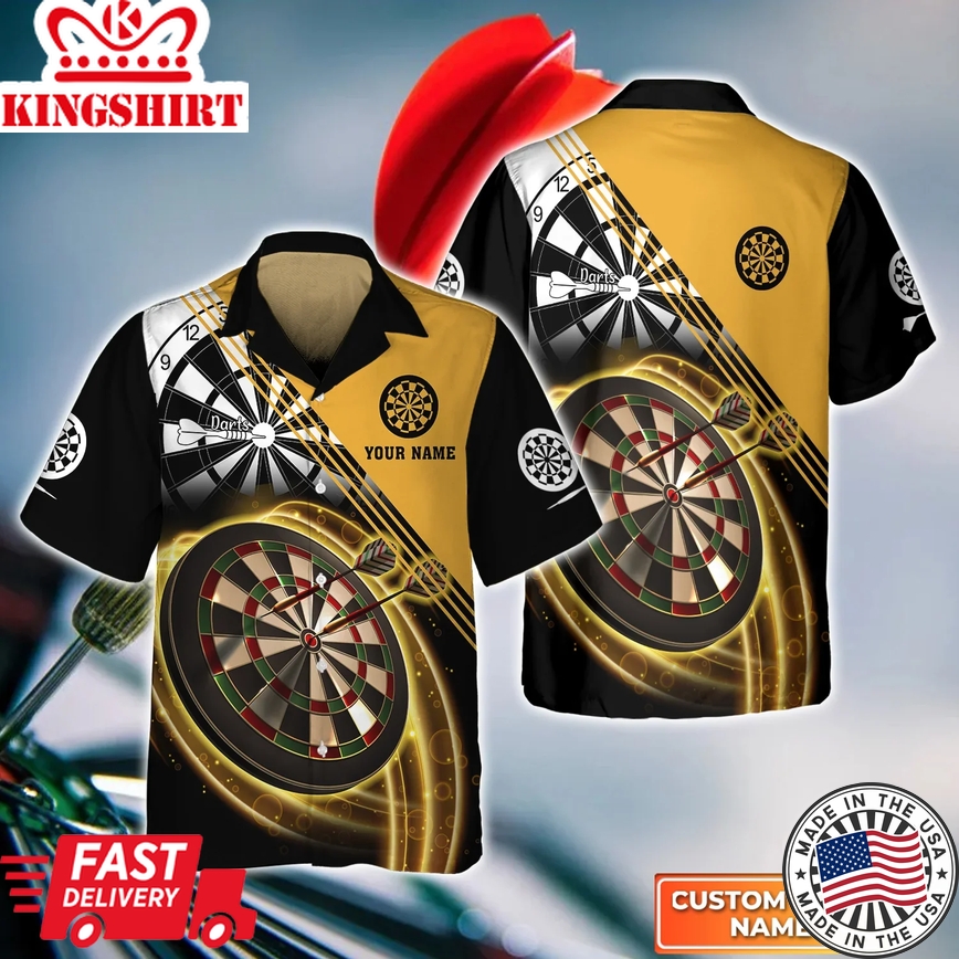 Darts Gold Trendy Hawaiian Shirt, Darts Trendy Hawaiian Shirt For Men, Women, Darts Team Shirt