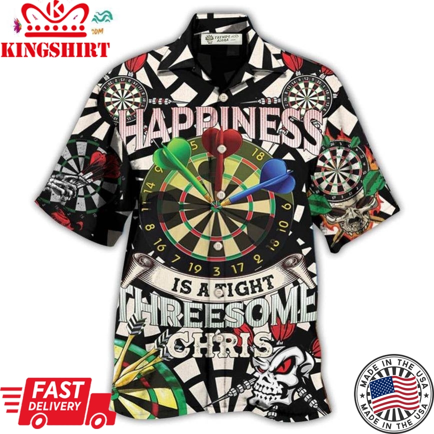 Darts Happiness Black And White Style Hawaiian Shirt