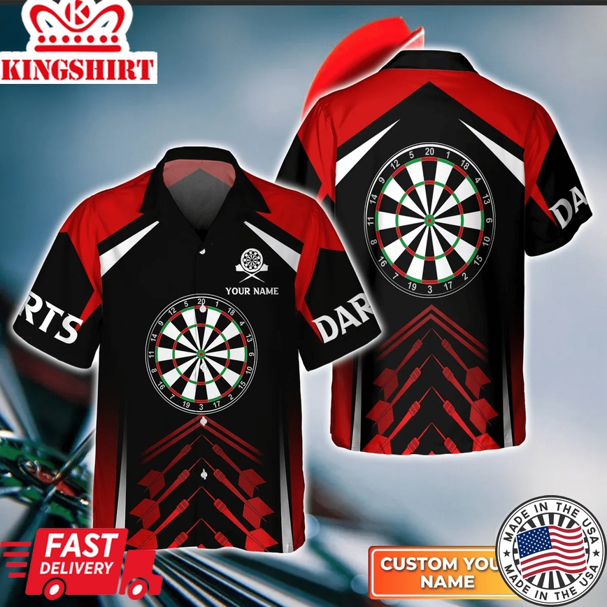 Darts Red Black 3D Trendy Hawaiian Shirt, Darts Trendy Hawaiian Shirt For Men, Women, Darts Team Shirt