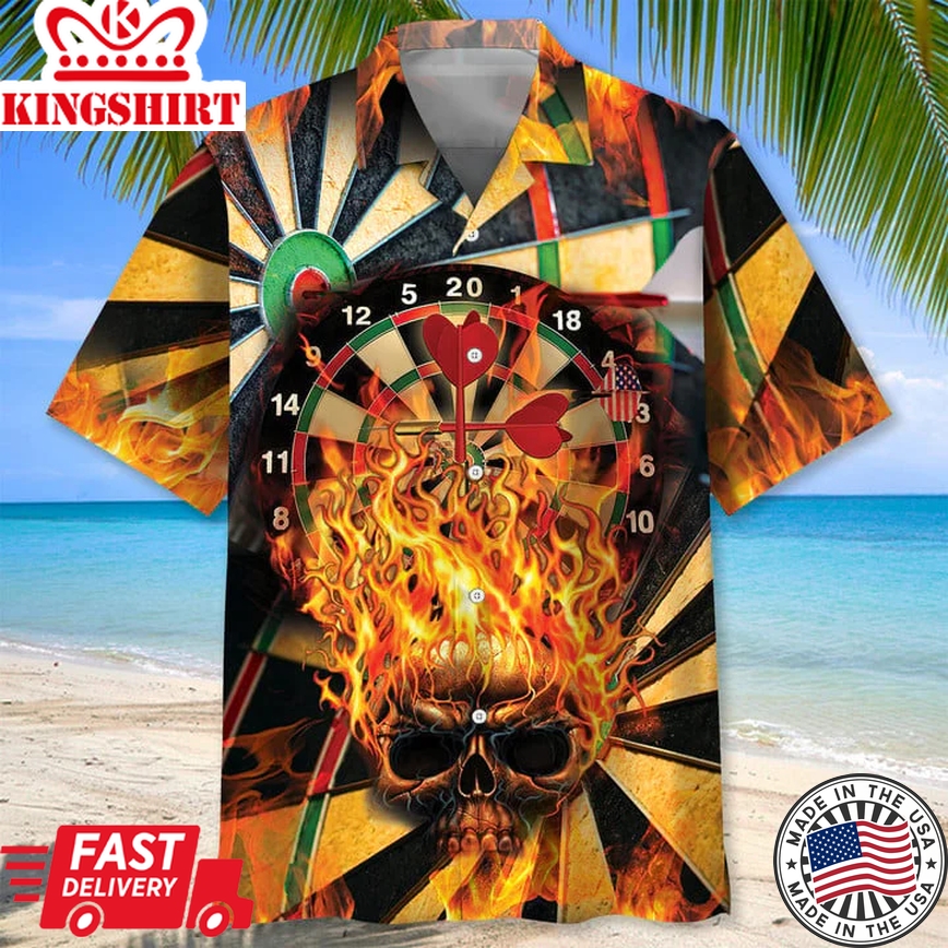 Darts Skull Trendy Hawaiian Shirt, Gift For Dart Lover