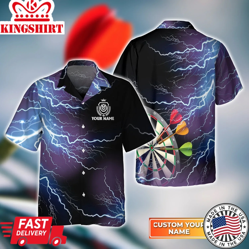 Darts Thunder Lightning 3D Trendy Hawaiian Shirt, Darts Trendy Hawaiian Shirt For Men, Women, Darts Team Shirt