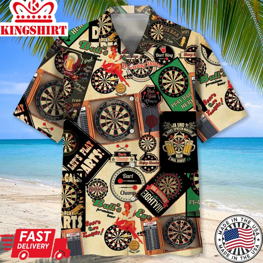 Darts Vintage Trendy Hawaiian Shirt, Darts Team Hawaiian Shit For Men, Gift For Darts Player