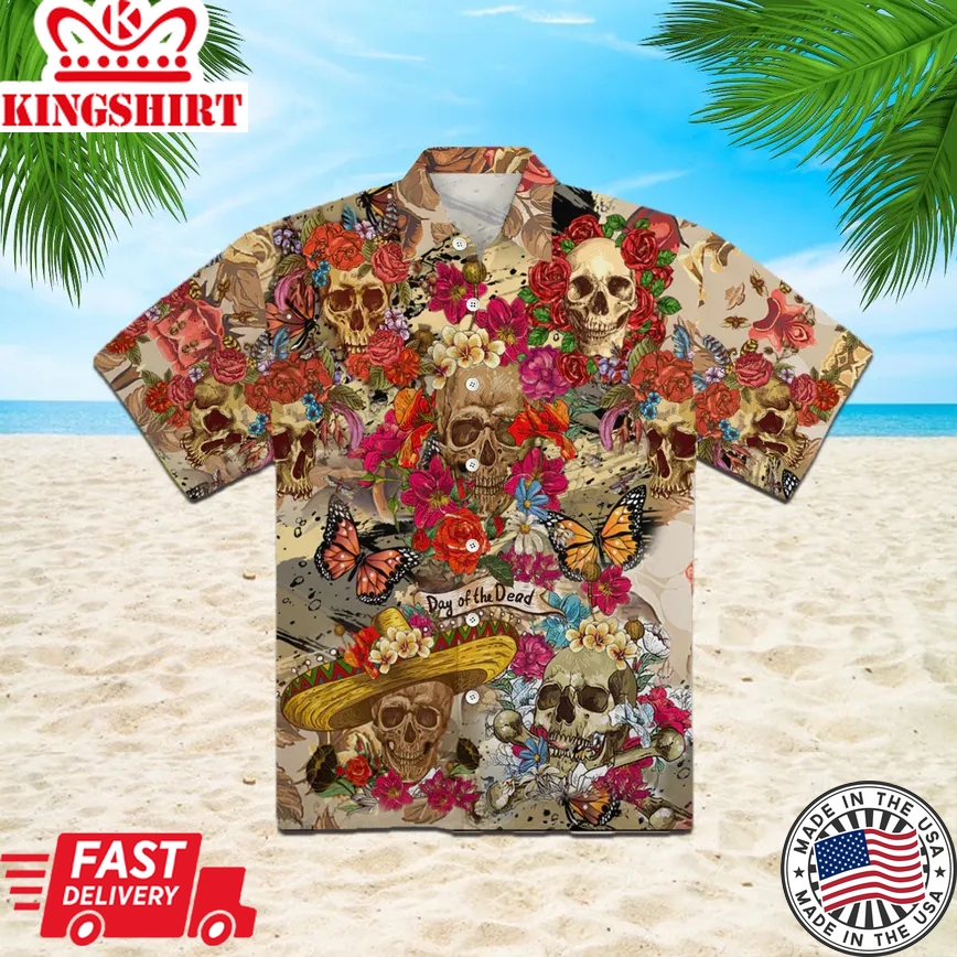 Day Of Dead Skull Rose Trendy Hawaiian Shirt Aloha Shirt