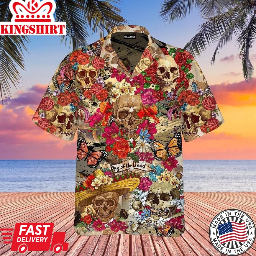 Day Of Dead Skull Rose Trendy Hawaiian Shirt For