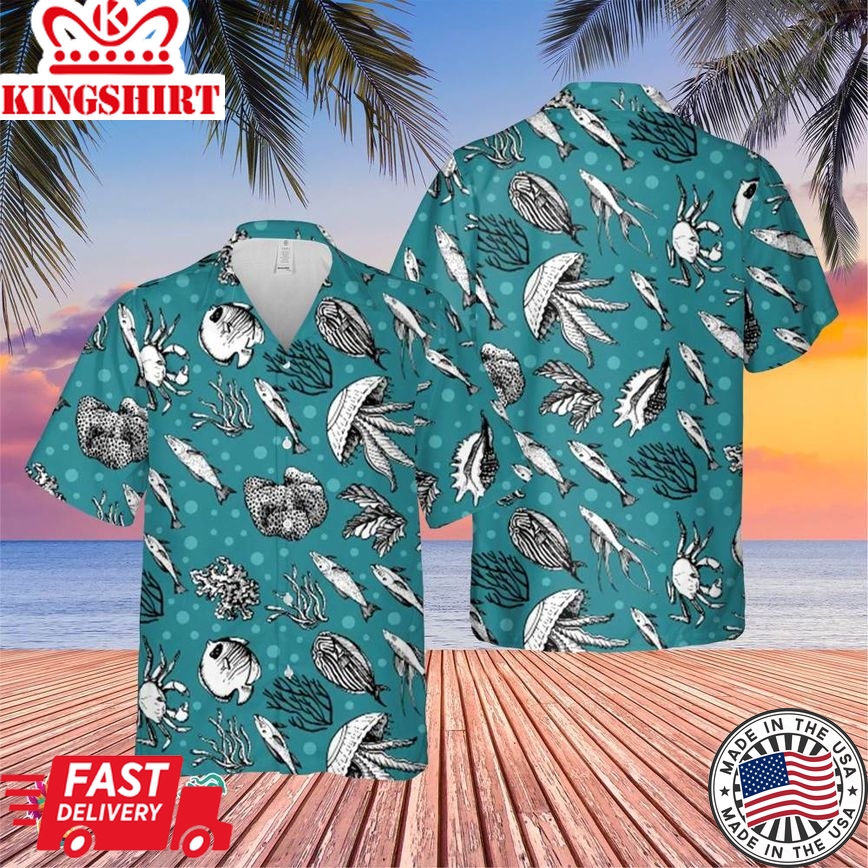 Deep Sea Trending Hawaiian Shirt, Summer Vacation Hawaiian Shirt