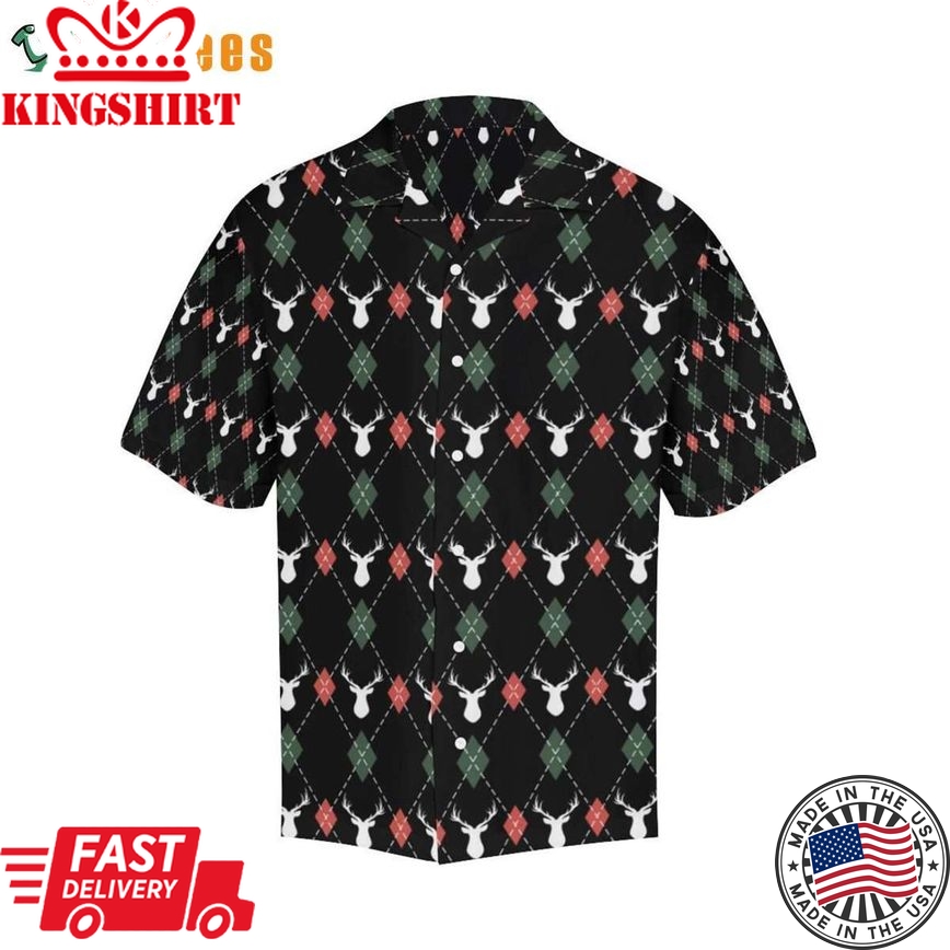 Deer Christmas New Year Pattern, Xmas Trendy Hawaiian Shirt Perfect Gifts For Your Loved Ones