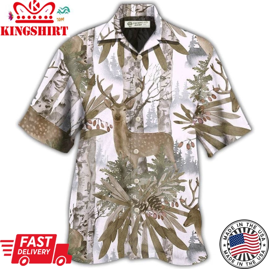 Deer Forest Art Style Hawaiian Shirt