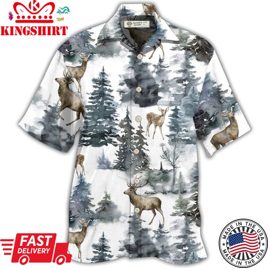 Deer Forest Blur Art Hawaiian Shirt