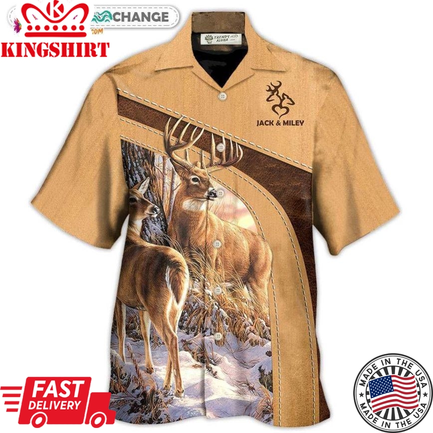 Deer Here Lives An Old Buck And His Sweet Doe Personalized Hawaiian Shirt