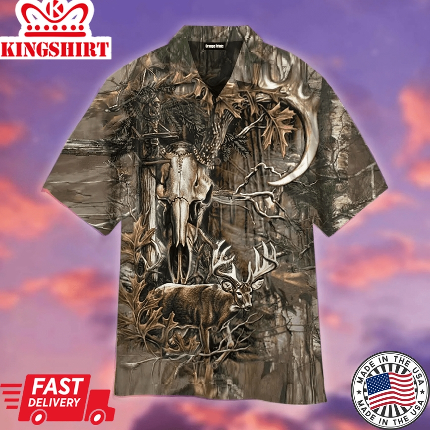 Deer Hunting Camo Trendy Hawaiian Shirt For