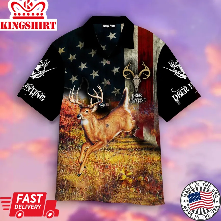 Deer Hunting Flag Trendy Hawaiian Shirt For