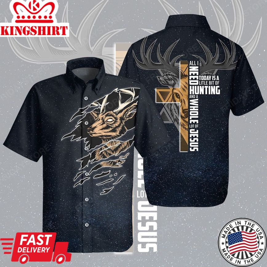 Deer Hunting Shirt Deer Hunting A Whole Lot Of Jesus Hawaiian Shirt