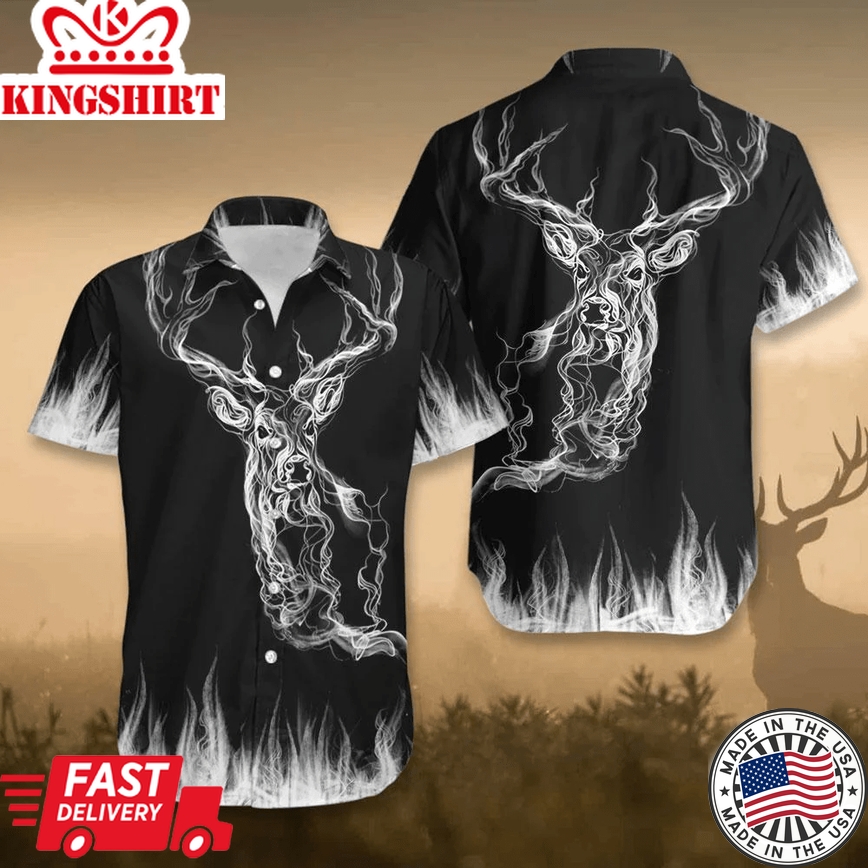 Deer Hunting Smoke Trendy Hawaiian Shirt For