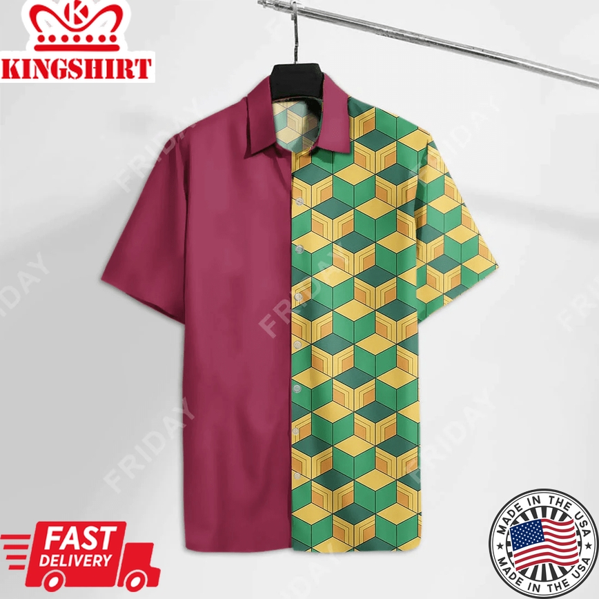 Demon Slayer Hawaii Shirt Giyu Tomioka Uniform Kimetsu No Yaiba Trendy Hawaiian Shirt Demon Slayer Aloha Shirt