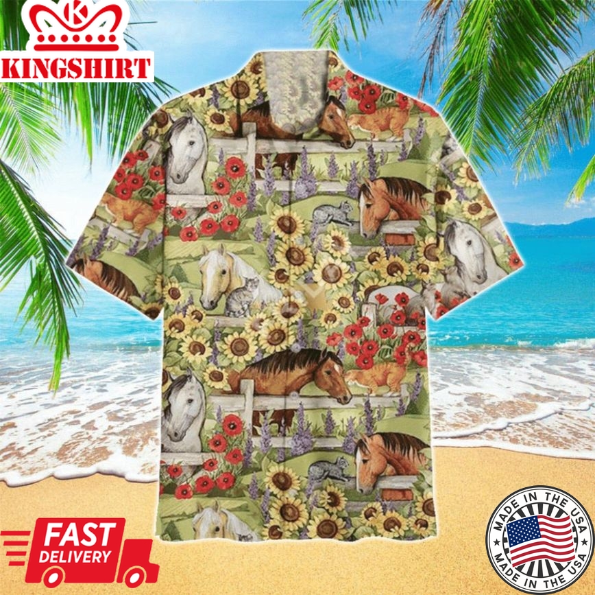 Derby Day Dapper: Stylish Horse Racing Hawaiian Shirt