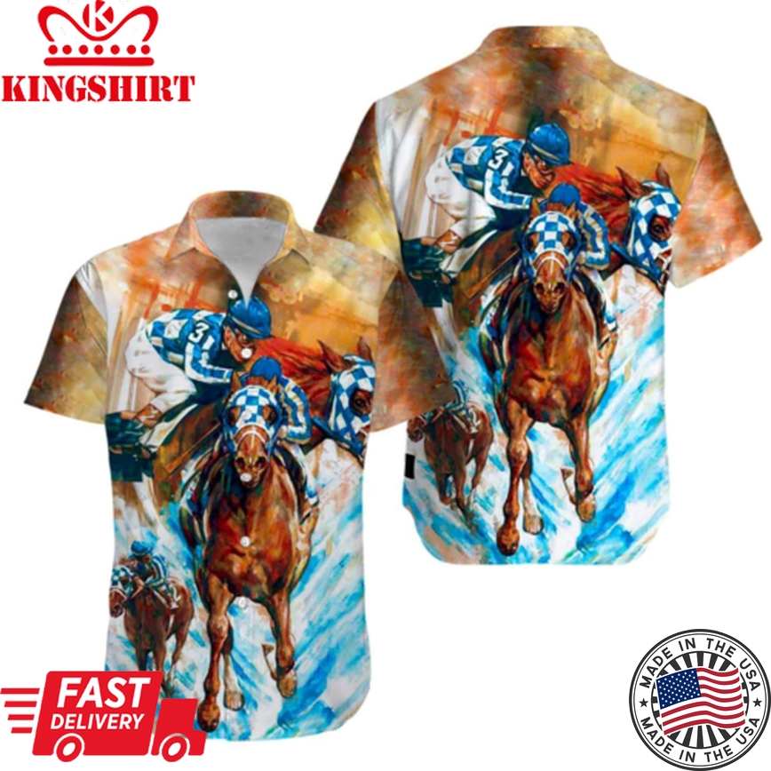 Derby Dreams: Horse Racing Inspired Hawaiian Shirt