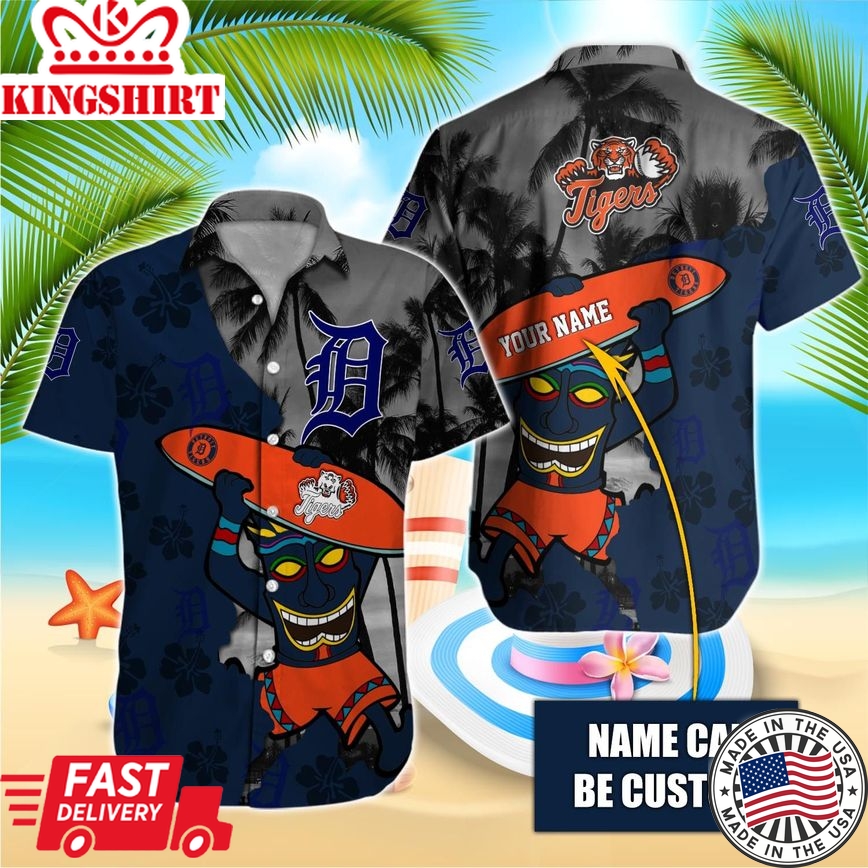 Detroit Tigers Custom Name Printed Beach Shirt