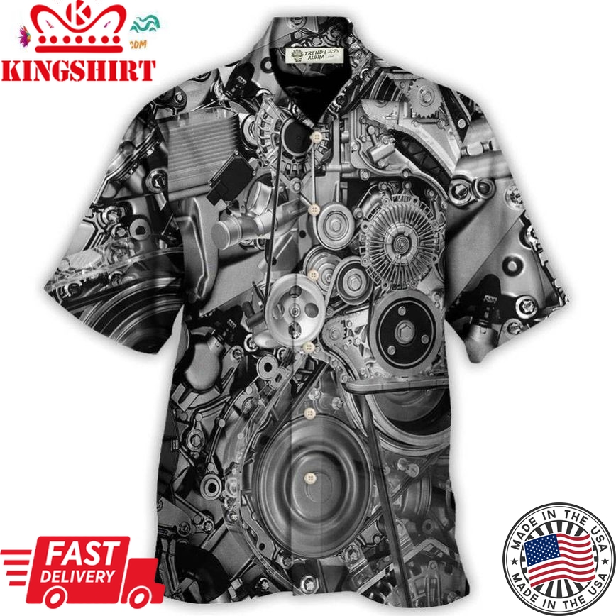Diesel Engine Pulleys And Belts On Car Engines Hawaiian Shirt
