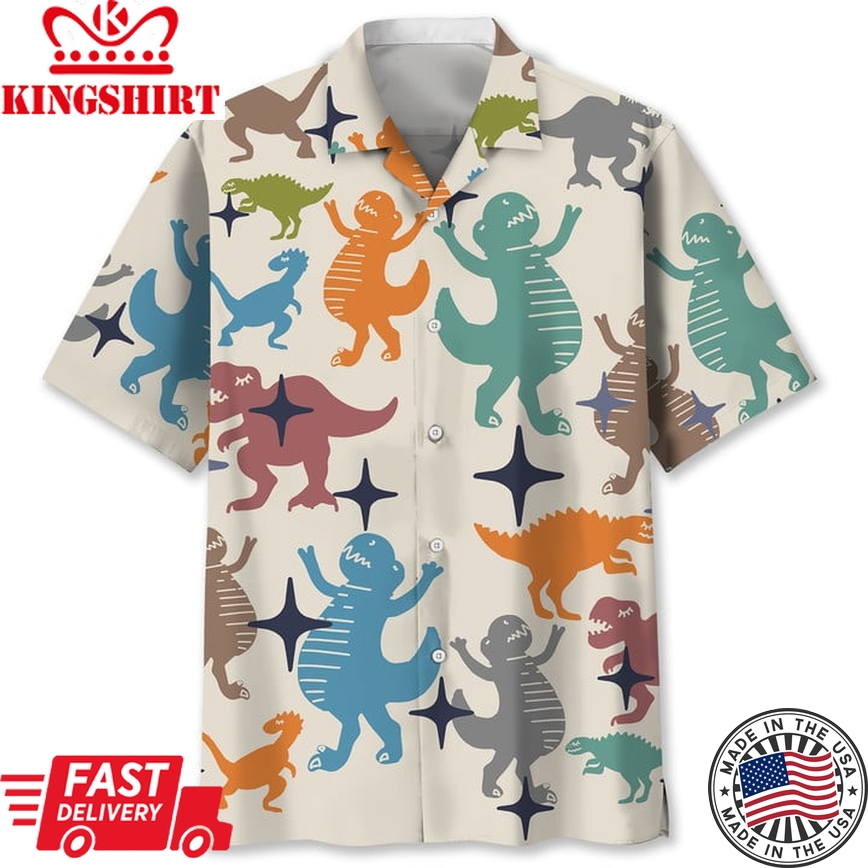 Dinasour Colorful Hawaii Shirt